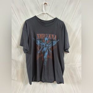 NIRVANA Dark Gray Short Sleeve Tee Vintage Style